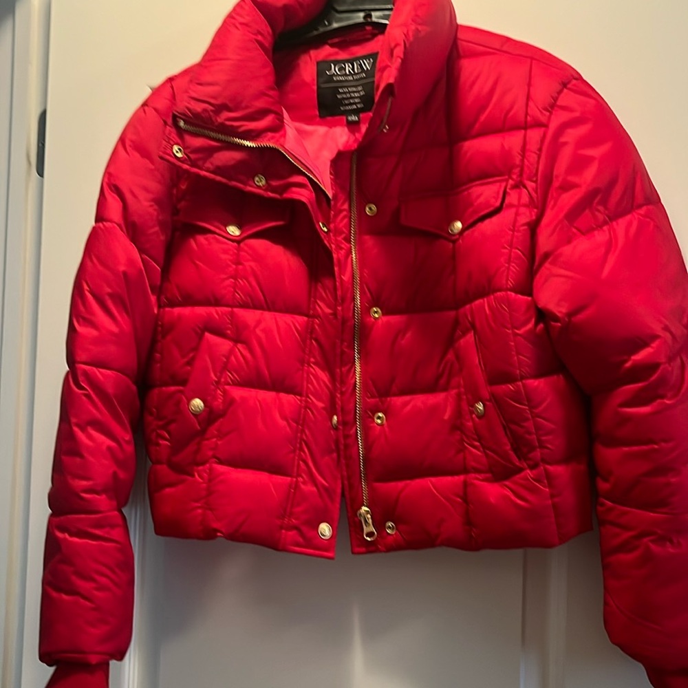 J Crew red puffer jacket size small